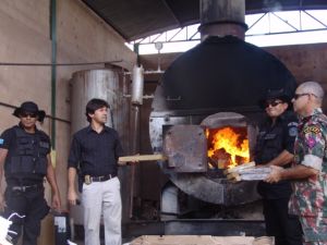 Droga sendo Incinerada