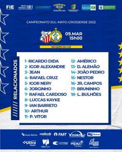 Jogadores relacionados para o jogo contra o Comercial